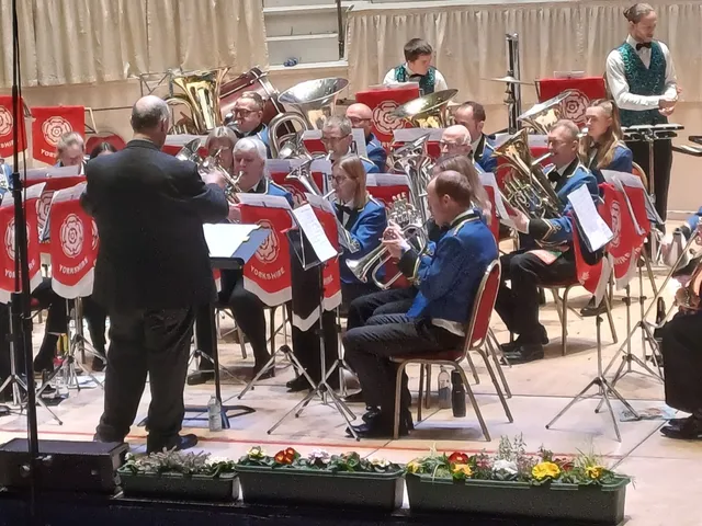 Garforth Brass performing on the contest stage.