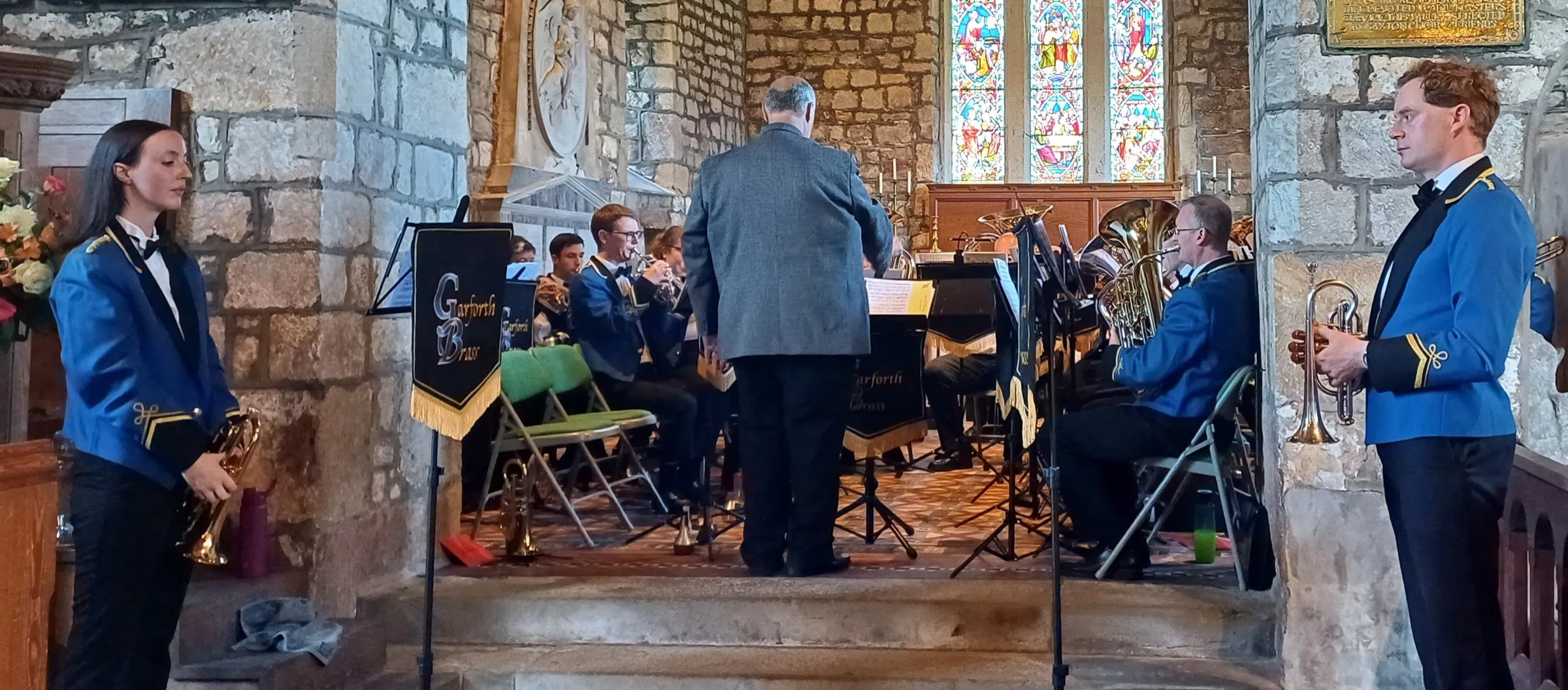 Garforth Brass performing at Saxton Church.