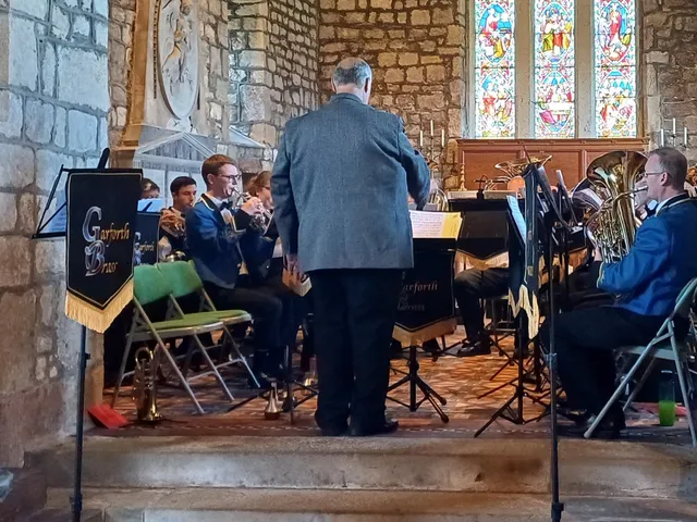 Garforth Brass performing at Saxton Church.